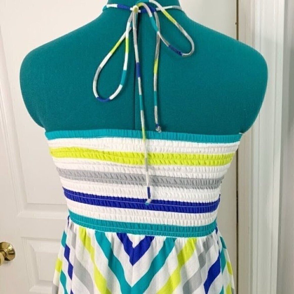 American Eagle NWT Tube Halter Chevron Summer Beach Casual Print Dress - Picture 4 of 10